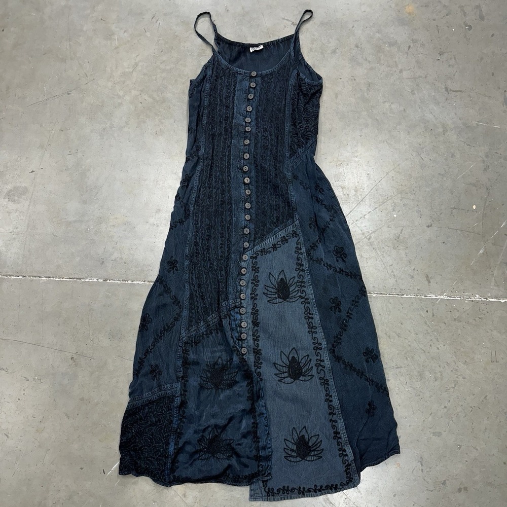 Magic Blue Maxi Boho Sundress Gypsy Patchwork Free Size